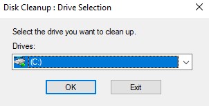 Disk Cleanup : Drive Selection
